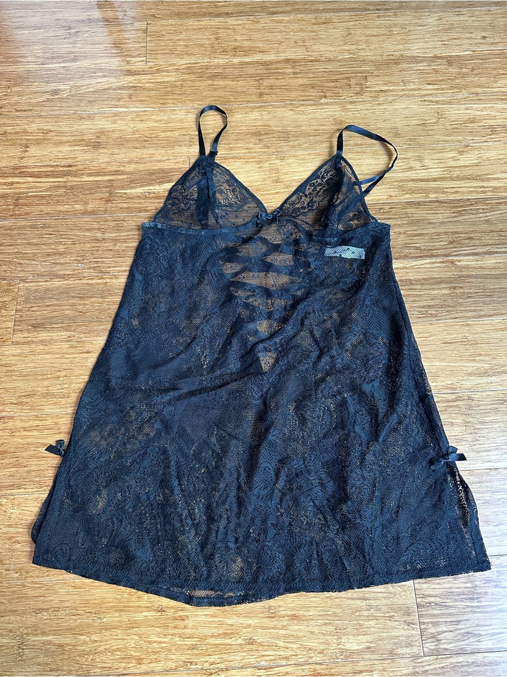 VICTORIA'S SECRET‎ Women M Babydoll Sexy Dainty Black Lace Chemise Slip Lingerie
